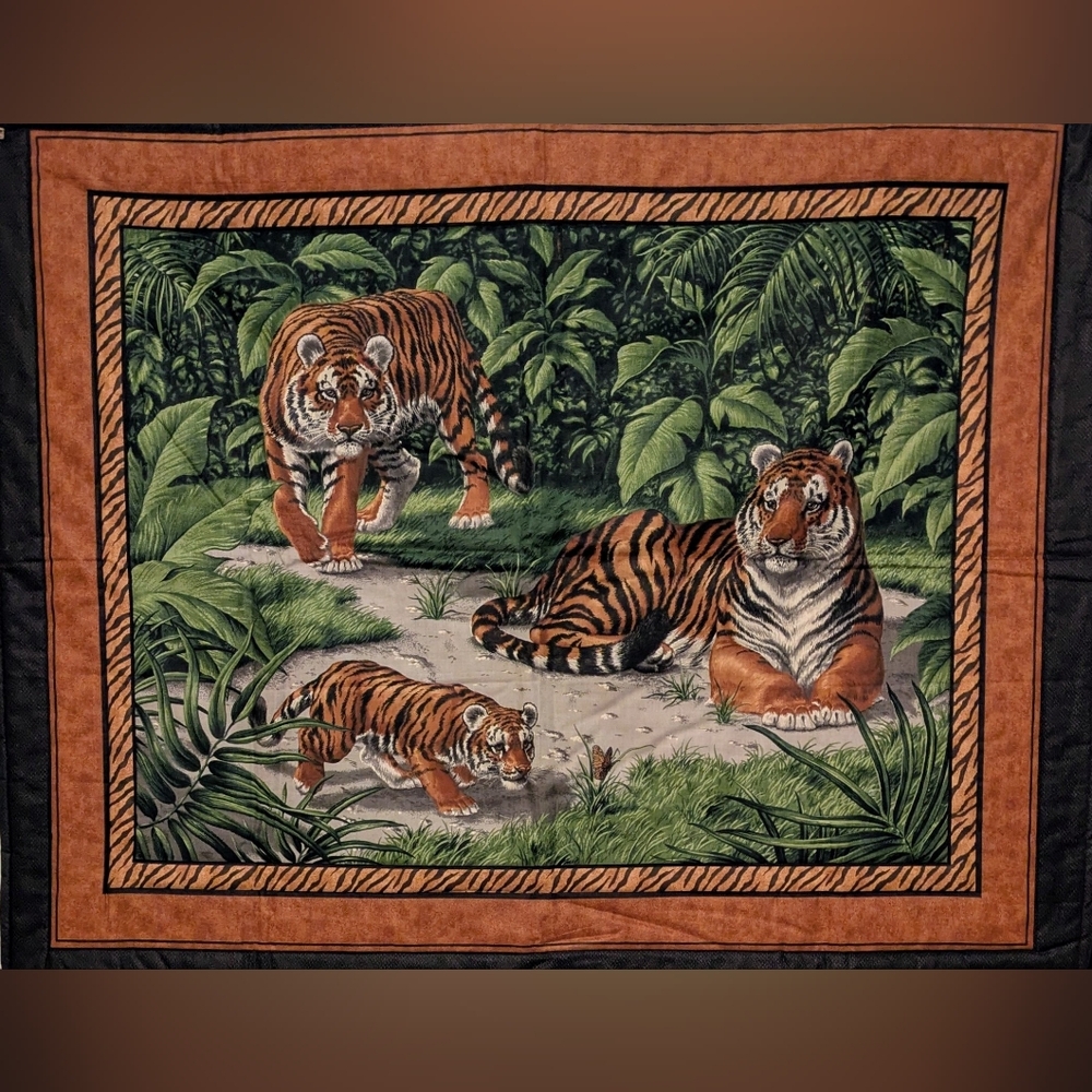 Tapestry Handmade Wildlife Tiger Wall Tapestry  Green Brown Vintage 3 Available